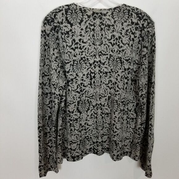 Charter Club Women 2-Ply Cashmere Paisley Print Crewneck Sweater Sz XL  Gray - Picture 4 of 8